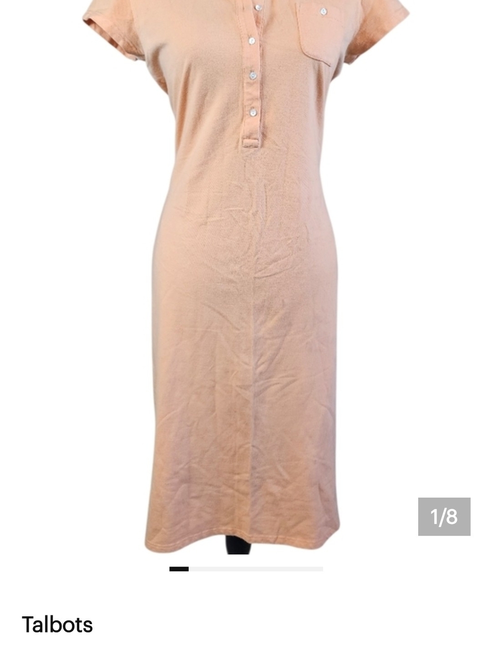Talbots Peach Short Sleeve Polo Midi Dress
